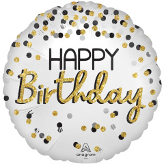 A Шар (18"/46 см) Круг, Happy Birthday, Горошек, 1 шт. в уп.